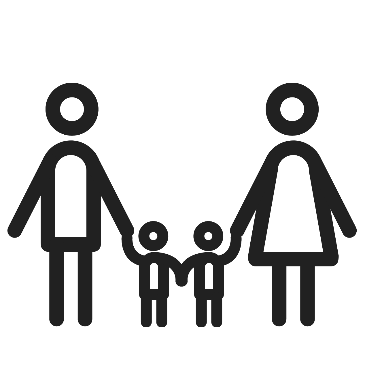 family of four stick figures